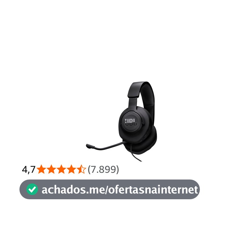 JBL, Fone de Ouvido Com Fio, Quantum 100M2, Headset Gamer, Over Ear, Microfone Removível - Preto