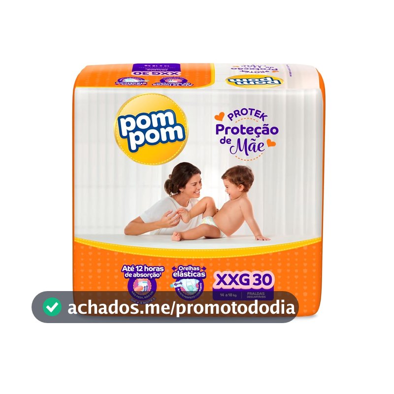 Fralda Pom Pom Protek Proteção de Mãe Mega XXG 30 Unidades