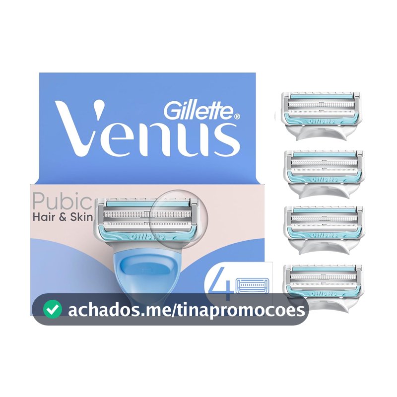 Gillette Venus Lâminas de barbear femininas Intimate Grooming para pelos e pele púbicos, 4 refis