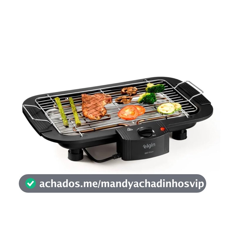 Churrasqueira Elétrica De Mesa Bbq Show Elgin 110V Com controle de temperatura, bandeja anti-fumaça e grelha removível
