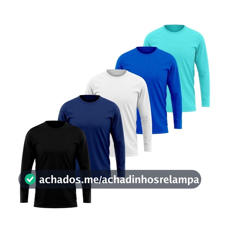 Kit 5 Camisetas Manga Longa Segunda Pele Masculina Academia