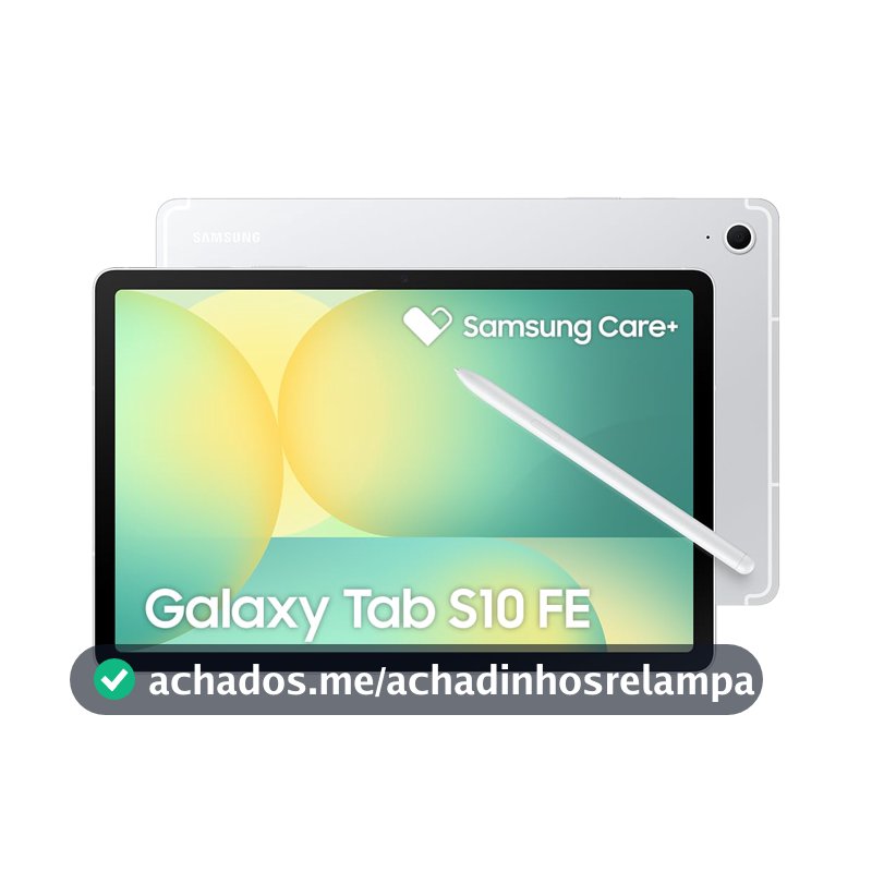 Tablet Samsung Galaxy Tab S10 FE, Prata, 128GB, 8GB RAM, Tela Imersiva de 10.9" 90Hz, Camera Traseira de 13MP, Câmera Frontal de 12MP Ultra Wide, Wifi 6, IP68, Android 15