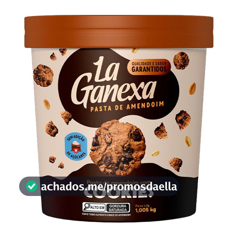 Pasta de Amendoim Integral Cookies Cream Sem Gluten 1kg La Ganexa