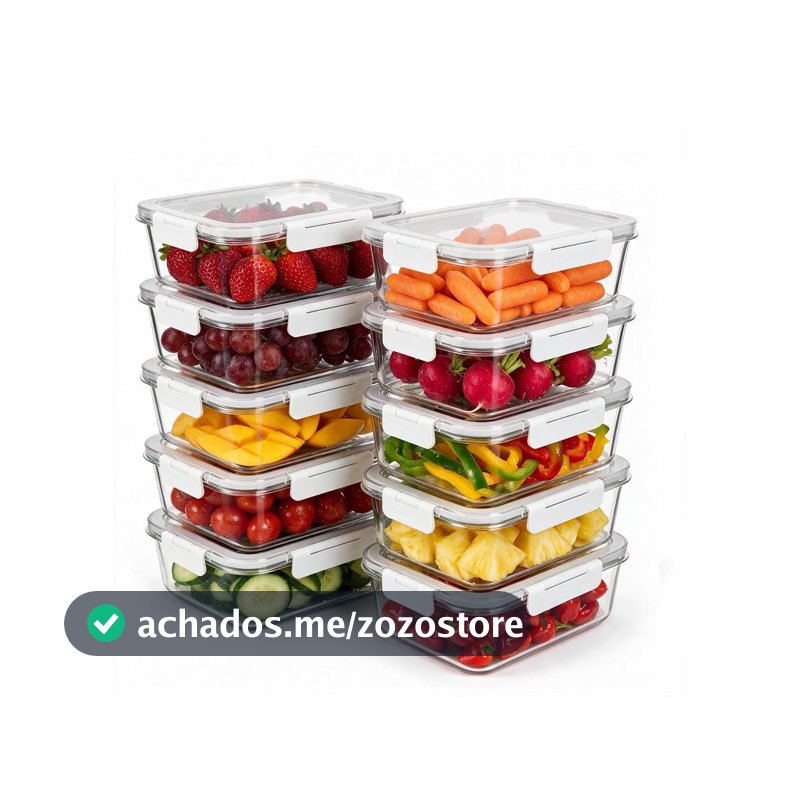 Oikos - Kit 10 Potes de Marmita 370ml Vidro Herméticos com Trava