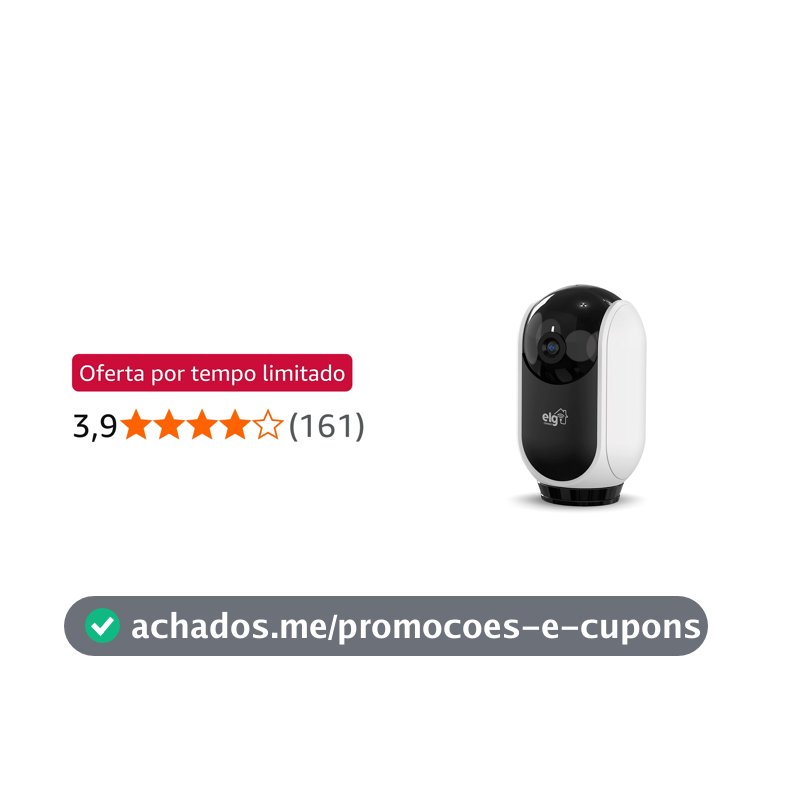 ELG, SHCR600, Câmera Robô 360° Full HD 1080P Inteligente, Conexão WI-FI 2.4GHz, Compatível com Alexa, Áudio Bidirecional, Zoom Digital 6x, Branco