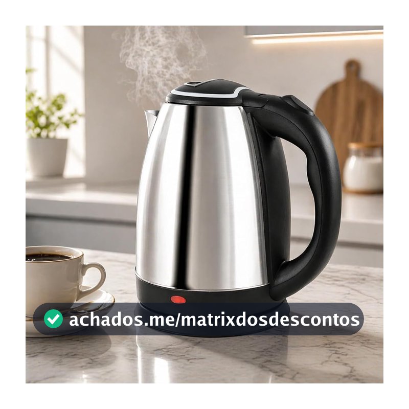 Chaleira Elétrica Inox 110V 1,8L Aquecimento Rápido Desligamento Automático
