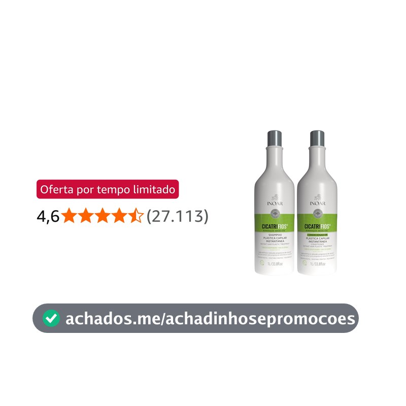 Inoar, Kit CicatriFios Plástica Capilar – Shampoo e Condicionador 2x1L, Redução de Frizz, Brilho Intenso, Hidratação Profunda, Proteção Térmica e Volume Controlado