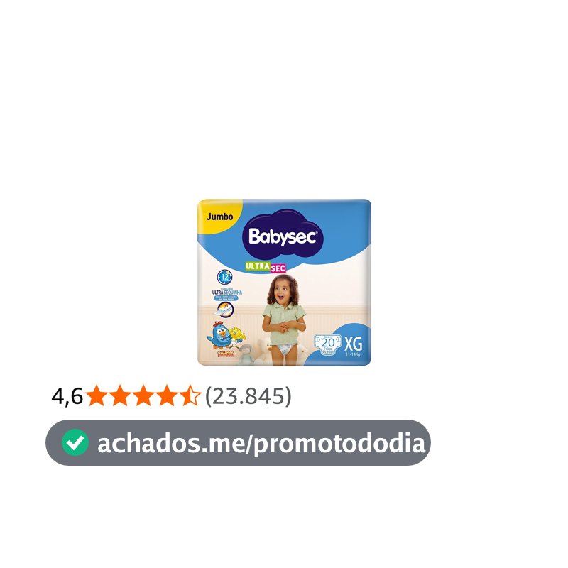 Fralda Babysec Ultrasec Galinha Pintadinha, XG, 20 unidades
