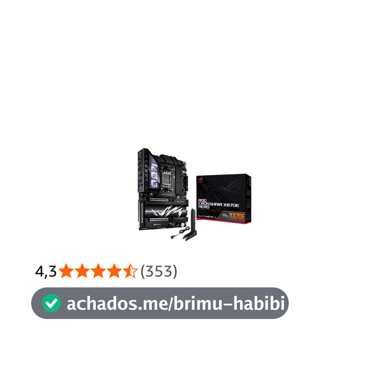 ASUS Placa-mãe ROG Crosshair X870E Hero AMD X870E AM5 ATX, Advanced AI PC Ready, 18+2+2 estágios de energia, DDR5, PCIe® 5.0, 5X M.2, Wi-Fi 7, USB4®, overclocking AI, Core Flex, slot PCIe Q-Release