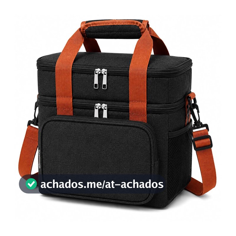 Bolsa Térmica Grande para Marmita com 2 Compartimentos, Lancheira Térmica Impermeável com Alça de Ombro, Bolsa para Alimentos e Bebidas, Trabalho Academia Viagem Escola