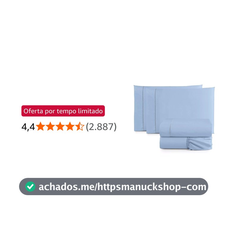 Jogo de Cama Casal Padrão Percal 400 Fios Ponto Palito 04 Peças, Antiácaro, Não faz bolinha Toque Extra Macio – Azul