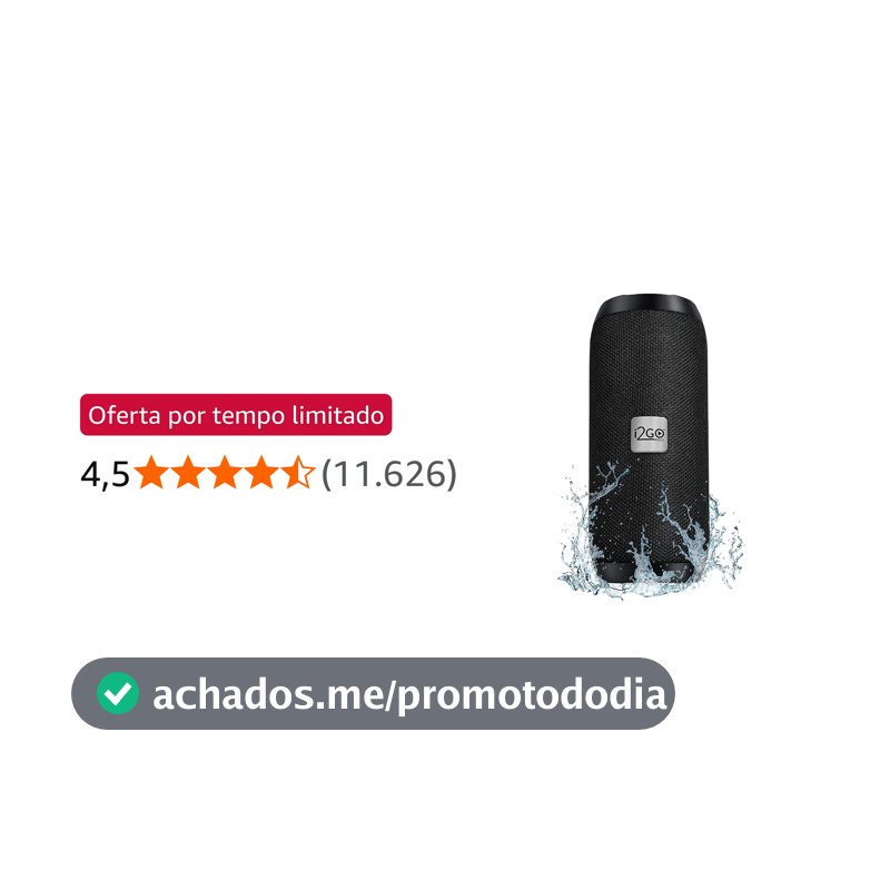 I2GO, Caixa De Som Bluetooth Essential Sound Go, 10W RMS, Resistente à Água, Preto