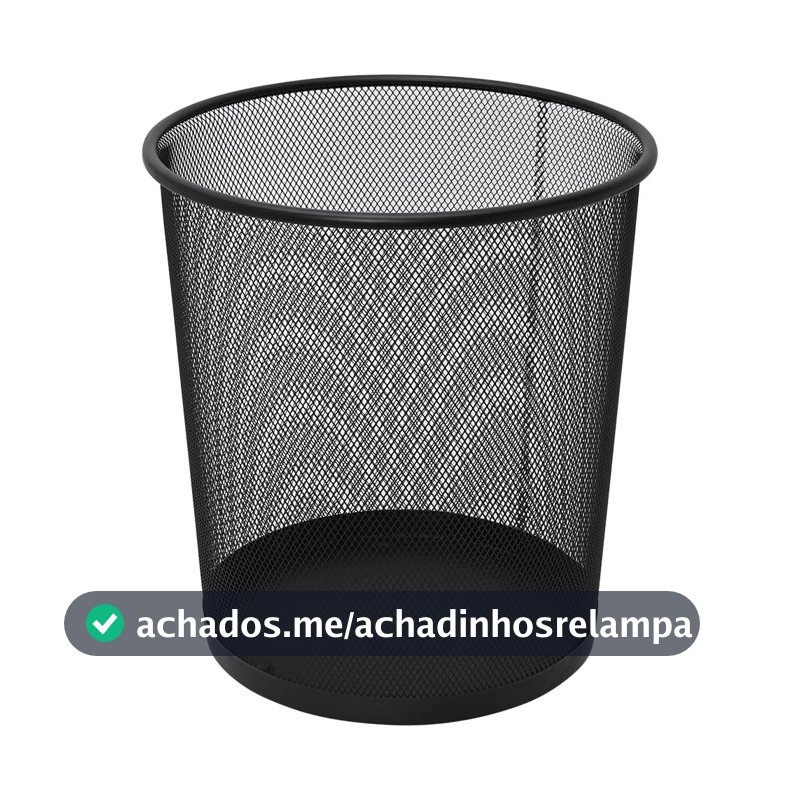 Mimo Style Lixeira para Escritório Tela Black, 26x28cm de Metal, Cor Preto Cesto com Grade de Metal Ideal para Escritórios e Quartos, Descarte Papeis e Embalagens Facilmente, Com Capacidade para 12L